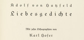 Karl Hofer. Liebesgedichte (Love Poems). 1922
