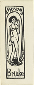 Ernst Ludwig Kirchner. Standing Nude, Signet of the Br&uuml;cke Artists' Group (Stehender Akt, Signet der K&uuml;nstlergruppe Br&uuml;cke). (1911)