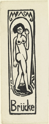 Ernst Ludwig Kirchner. Standing Nude, Signet of the Br&uuml;cke Artists' Group (Stehender Akt, Signet der K&uuml;nstlergruppe Br&uuml;cke). (1911)