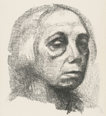 K&auml;the Kollwitz. Small Self-Portrait (Kleines Selbstbildnis) (plate 3) from the illustrated book Deutsche Graphiker der Gegenwart (German Printmakers of Our Time). 1920