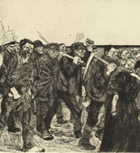 K&auml;the Kollwitz. March of the Weavers (Weberzug) from the series Weaver's Revolt (Ein Weberaufstand). (1893-1897, published c. 1931)
