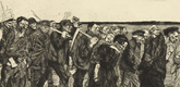 K&auml;the Kollwitz. March of the Weavers (Weberzug) from the series Weaver's Revolt (Ein Weberaufstand). (1893-1897, published c. 1931)