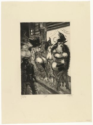Otto Dix. Front-line Soldier in Brussels (Frontsoldat in Br&uuml;ssel) from The War (Der Krieg). (1924)