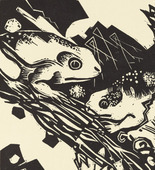 Heinrich Campendonk. Frogs and Butterfly (Fr&ouml;sche und Schmetterling) (plate, loose leaf) from the periodical Das Kunstblatt, vol. 1, no. 8 (Aug 1917). 1917