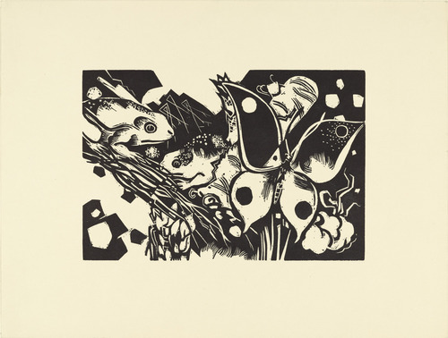 Heinrich Campendonk. Frogs and Butterfly (Fr&ouml;sche und Schmetterling) (plate, loose leaf) from the periodical Das Kunstblatt, vol. 1, no. 8 (Aug 1917). 1917