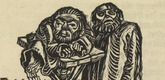 Ernst Barlach. Beggar's Majesty (Bettlermajest&auml;t) (in-text plate, page 15) from Der Kopf (The Head). 1919
