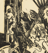 Heinrich Campendonk. Seated Girl with Stag (Sitzendes M&auml;dchen mit Hirsch). (1916)