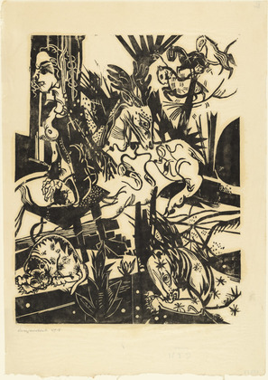 Heinrich Campendonk. Seated Girl with Stag (Sitzendes M&auml;dchen mit Hirsch). (1916)