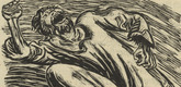 Ernst Barlach. Despair and Rebellion (Verweiflung und Emp&ouml;rung) (in-text plate, page 26) from Der Kopf (The Head). 1919