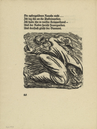 Ernst Barlach. Despair and Rebellion (Verweiflung und Emp&ouml;rung) (in-text plate, page 26) from Der Kopf (The Head). 1919