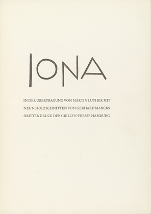 Gerhard Marcks. Title page from Jonah (Jona). (1950)