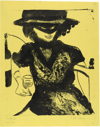 Ernst Ludwig Kirchner. Gerty with Mask and Wineglass (Gerty mit Maske und Weinglas). (1910)