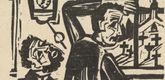 Ernst Ludwig Kirchner. Briggel: The Brothers (Der Briggel: Die Br&uuml;der) (headpiece, page 9) from Neben der Heerstrasse (Off the Main Road). 1923