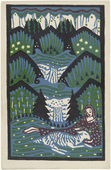 Oskar Kokoschka. Girl with a Sheep in the Mountain Meadow (M&auml;dchen mit Schaf auf Bergwiese) (postcard). (1907)