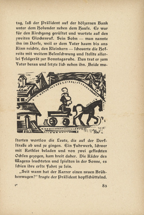 Ernst Ludwig Kirchner. Downfall: The Horse Cart (Niedergang: Pferdefuhrwerk) (in-text plate, page 83) from Neben der Heerstrasse (Off the Main Road). 1923