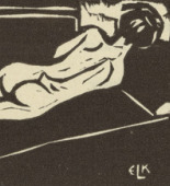Ernst Ludwig Kirchner. Reclining Nude (Liegender R&uuml;ckenakt) (tailpiece, table of contents) from Umbra Vitae (Shadow of Life). (1905, published 1924)