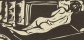 Ernst Ludwig Kirchner. Reclining Nude (Liegender R&uuml;ckenakt) (tailpiece, table of contents) from Umbra Vitae (Shadow of Life). (1905, published 1924)