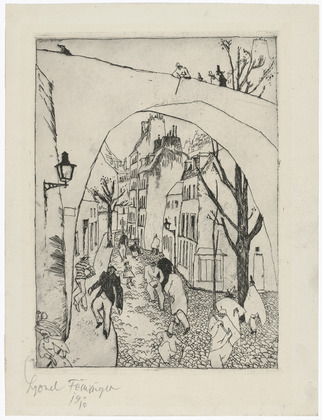 Lyonel Feininger. .a The Green Bridge (Die gr&uuml;ne Br&uuml;cke)  .b Zirchow. .a 1910-1911 .b (1917-1918)