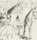 Rudolf Grossmann. Berlin Horsemarket (Berliner Pferdemarkt) (plate, page 31) from the periodical M&uuml;nchner Bl&auml;tter f&uuml;r Dichtung und Graphik, vol. 1, no. 2 (February 1919). 1919