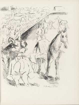 Rudolf Grossmann. Berlin Horsemarket (Berliner Pferdemarkt) (plate, page 31) from the periodical M&uuml;nchner Bl&auml;tter f&uuml;r Dichtung und Graphik, vol. 1, no. 2 (February 1919). 1919