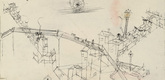 Paul Klee. Houses Drawn by Oxen, Ox Speared by a Lantern, Overpass (H&auml;user von Ochsen gezogen, Ochse laternengespiesst, Strassen&uuml;berf&uuml;hrung). 1916