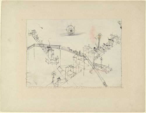 Paul Klee. Houses Drawn by Oxen, Ox Speared by a Lantern, Overpass (H&auml;user von Ochsen gezogen, Ochse laternengespiesst, Strassen&uuml;berf&uuml;hrung). 1916