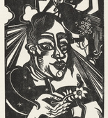 Heinrich Campendonk. Woman with Flower (Frau mit Blume) (plate, page 79) from the periodical M&uuml;nchner Bl&auml;tter f&uuml;r Dichtung und Graphik, vol. 1, no. 5 (May 1919). (1919, executed 1918)