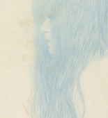 Gustav Klimt. Profile of a Girl (Study for 'Thalia and Melpomene') (Brustbild eines M&auml;dchens mit langem Haar im Profil nach links) Profile of a Girl (Study for 'Thalia and Melpomene'). (1898-99)