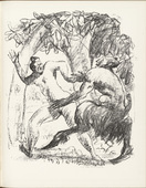 Walther Teutsch. Faun and Nymph (Faun und Nymphe) (plate, page 95) from the periodical M&uuml;nchner Bl&auml;tter f&uuml;r Dichtung und Graphik, vol. 1, no. 6 (June 1919). 1919