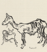 Richard Seewald. Goats (Ziegen) (tailpiece, page 128) from the periodical M&uuml;nchner Bl&auml;tter f&uuml;r Dichtung und Graphik, vol. 1, no. 8 (August 1919). 1919