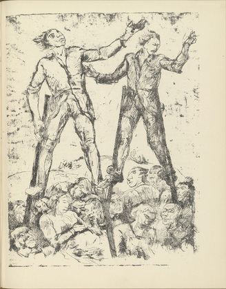 Adolf Ferdinand Schinnerer. Men on Stilts (Stelzenl&auml;ufer) (plate, page 135) from the periodical M&uuml;nchner Bl&auml;tter f&uuml;r Dichtung und Graphik, vol. 1, no. 9 (September 1919). 1919