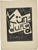 Karl Schmidt-Rottluff. Cover from the periodical K&uuml;ndung, vol. 1, no. 1 (January 1921). 1921 (executed 1920)