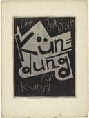 Karl Schmidt-Rottluff. Cover from the periodical K&uuml;ndung, vol. 1, no. 2 (February 1921). 1921 (executed 1920)