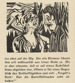 Ernst Ludwig Kirchner. As Josua Gr&uuml;bler Found his Way: Josua and Priska (Wie Josua Gr&uuml;bler seinen Weg fand: Josua und Priska) (in-text plate, page 214) from  Neben der Heerstrasse (Off the Main Road). 1923