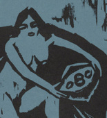 Max Pechstein. Kneeling Nude with Bowl (Kniender Akt mit Schale) cover from the portfolio Br&uuml;cke 1911. (1911)