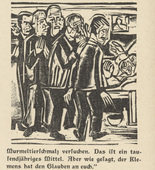 Ernst Ludwig Kirchner. As Josua Gr&uuml;bler Found his Way: At the Deathbed (Wie Josua Gr&uuml;bler seinen Weg fand: Am Sterbebett) (in-text plate, page 232) from Neben der Heerstrasse (Off the Main Road). 1923