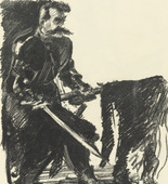 .a Lovis Corinth, .b Paul Bach, .c Adolf Edward Herstein, .d Emil Pottner. .a The Standard Bearer (Bannertr&auml;ger) for the periodical in portfolio form Krieg und Kunst , no. 1 (1914) .b Tyrolean Landsturm (Tiroler Landsturm) for the periodical in portfolio form Krieg und Kunst , no. 1 (1914) .c 'Barbaren': Johann Sebastian Bach ('Barbarians': Johann Sebastian Bach) for the periodical in portfolio form Krieg und Kunst , no. 1 (1914) .d Thor's Shadow (Thor's Schatten) for the periodical in portfolio form Krieg und Kunst , no. 1 (1914). (1914-1915)