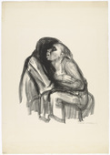 K&auml;the Kollwitz. Young Girl in the Lap of Death (Tod h&auml;lt M&auml;dchen im Scho&szlig;) from the series Death (Tod). (1934)