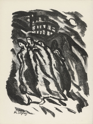 Martha Schrag. Figures at Night (N&auml;chtliche Gestalten) (plate, preceding p. 57) from K&uuml;nstler abseits vom Wege. 10 Jahre deutscher Kunst in der Provinz. 1918