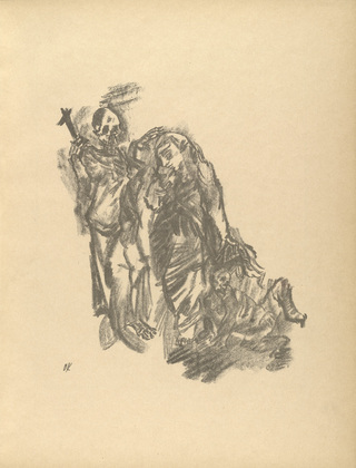 Oskar Kokoschka. Woman with Child and Death (Frau mit Kind und Tod) (plate, folio 7) from Die Chinesische Mauer (The Great Wall of China). 1914 (executed 1913)