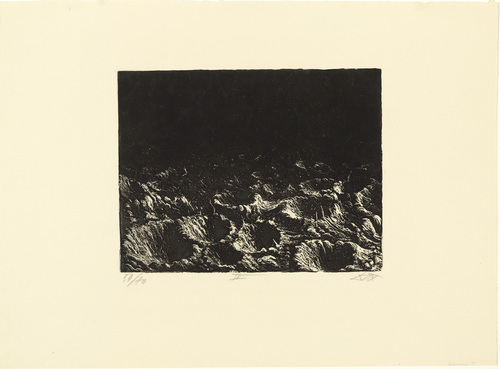 Otto Dix. Crater Field near Dontrien, Lit by Flares (Trichterfeld bei Dontrien, von Leuchtkugeln erhellt) fromThe War (Der Krieg). (1924)