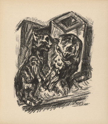 Ren&eacute; Beeh. Spiegel the Kitten (Spiegel das K&auml;tzchen) (plate 7) from Gottfried Keller-Bilderbuch. Zum Hundertsten Geburtstag Gottfried Kellers. 1914