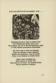 Ernst Ludwig Kirchner. With a Pointed Head He Rises (Spitzk&ouml;pfig kommt er...) (headpiece, page 13) from Umbra vitae (Shadow of Life). 1924