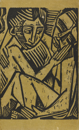 Max Pechstein. Consolation (Tr&ouml;stung) (back cover) from the deluxe edition of Almanach auf das Jahr 1920. 1920 (print executed 1919)