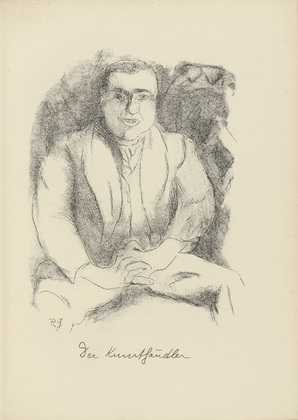 Rudolf Grossmann. The Art Dealer (Der Kunsth&auml;ndler) (plate, after p. 148) from Ganymed. Bl&auml;tter der Mar&eacute;es-Gesellschaft, vol. 1. 1919