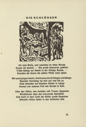 Ernst Ludwig Kirchner. The Castles (Die Schl&ouml;sser) (headpiece, page 21) from Umbra vitae (Shadow of Life). 1924