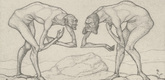 Paul Klee. Two Men Meet, Each Believing the Other to Be of Higher Rank (Zwei M&auml;nner, einander in h&ouml;herer Stellung vermutend, begegnen sich) from the series Inventions (Inventionen). 1903