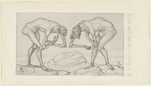 Paul Klee. Two Men Meet, Each Believing the Other to Be of Higher Rank (Zwei M&auml;nner, einander in h&ouml;herer Stellung vermutend, begegnen sich) from the series Inventions (Inventionen). 1903