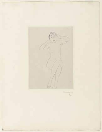 Hans Purrmann. Seated Nude (Sitzender M&auml;dchenakt mit erhobenen Armen). (c. 1920)