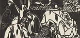 Heinrich Campendonk. The Beggar after Brueghel (Der Bettler nach Brueghel) (plate, after p. 144) from Ganymed. Bl&auml;tter der Mar&eacute;es-Gesellschaft, vol. 4. 1922